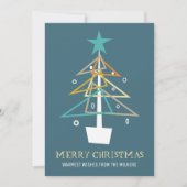 抽象芸術クリスマスツリーミッドセンチュリーホリデーフォト シーズンカード (正面)