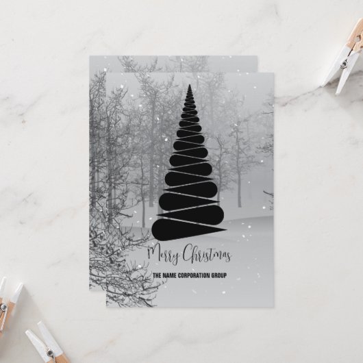 抽象芸術クリスマスツリー事業招待状 招待状 (正面/裏面インサイチュ)