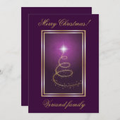 抽象芸術クリスマスツリー白熱［赤熱］光を放つを紫のカード シーズンカード (正面/裏面)