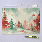 抽象芸術クリスマスツリー2水彩 薄葉紙 (クラフト)