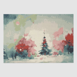 抽象芸術クリスマスツリー3水彩 薄葉紙