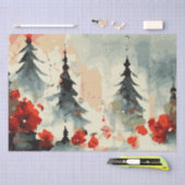 抽象芸術クリスマスツリー4水彩 薄葉紙 (クラフト)