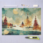 抽象芸術クリスマスツリー6水色 薄葉紙 (クラフト)