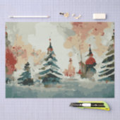 抽象芸術クリスマスツリー8水色 薄葉紙 (クラフト)