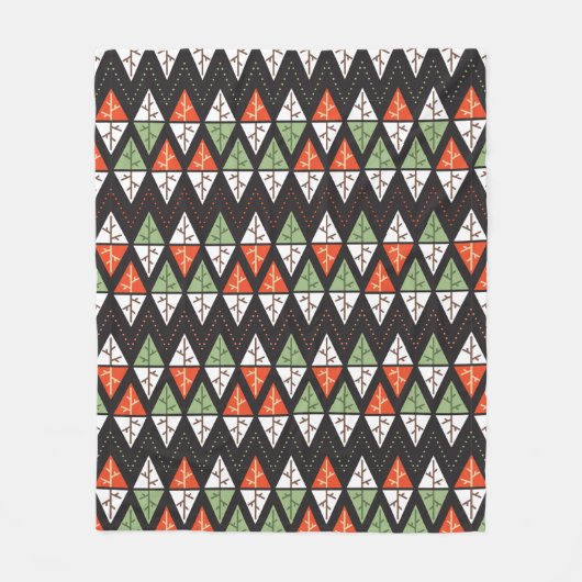 抽象芸術クリスマスツリー:幾何学的な休日 フリースブランケット (正面)