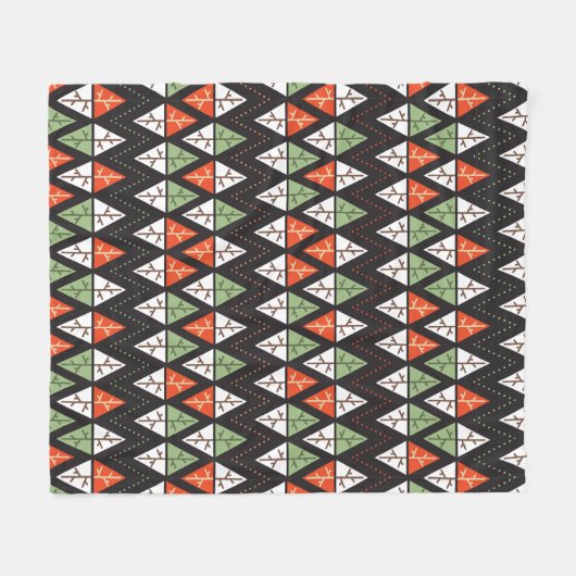 抽象芸術クリスマスツリー:幾何学的な休日 フリースブランケット (正面(横))