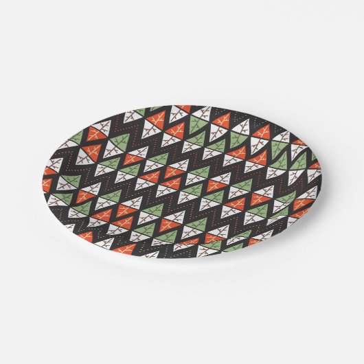 抽象芸術クリスマスツリー：幾何学的な休日 ペーパープレート (アングル)