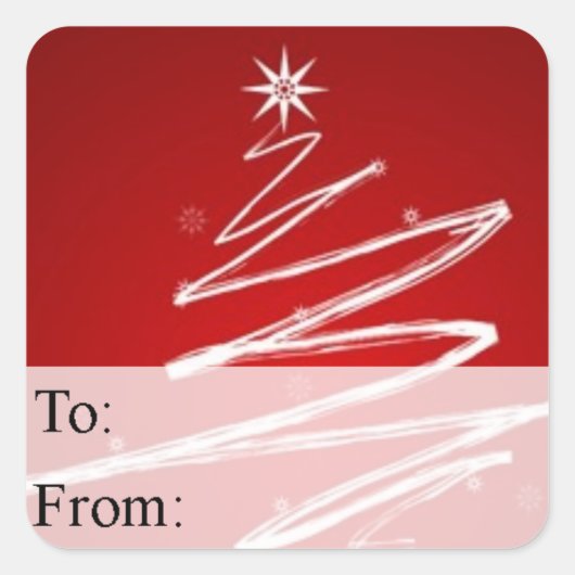 抽象芸術クリスマスツリーinレッドギフトラベル スクエアシール (正面)