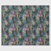 抽象芸術クリスマスティール（緑がかった色）金ゴールドヒョウ ラッピングペーパー (フラット)