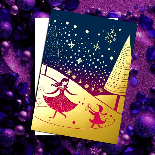 抽象芸術クリスマステーマイラストレーション金ゴールドピンク 箔シーズンカード