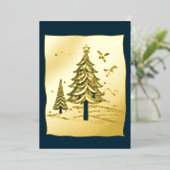 抽象芸術クリスマステーマツリーズゴールドフォイル 箔シーズンカード (立ち正面)