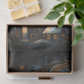 抽象芸術クリスマスビレッジチョークスケッチナイトスカイ 薄葉紙 (ギフト)