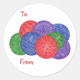 抽象芸術クリスマスボールFrom holidayスタンプ ラウンドシール