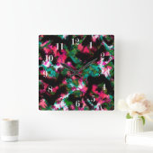 抽象芸術クリムゾンブラック スクエア壁時計 (ホーム)