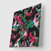 抽象芸術クリムゾンブラック スクエア壁時計 (傾斜)