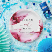 抽象芸術クリムゾンラズベリーレッド紙プレート ペーパープレート (パーティー)