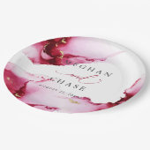 抽象芸術クリムゾンラズベリーレッド紙プレート ペーパープレート (アングル)