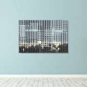 抽象芸術クリーム、ティール（緑がかった色）、およびブラックのストライプパターン キャンバスプリント (インサイチュ (ウッドフロア))