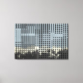 抽象芸術クリーム、ティール(緑がかった色)、およびブラックのストライプパターン キャンバスプリント (正面)