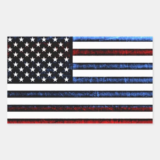 抽象芸術クールアメリカ国旗のグラフィック・ステッカー 長方形シール (正面)