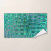 抽象芸術クールグリーンと黒原子レトロジガグ バスタオルセット (ハンドタオル)