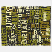 抽象芸術クールタイポグラフィの名前のパターン フリースブランケット (正面(横))