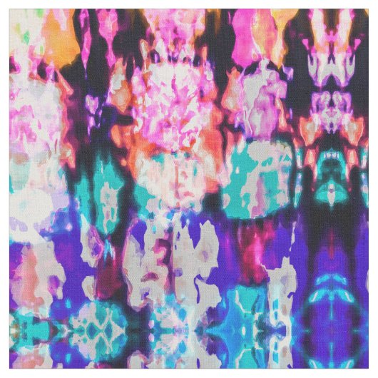 抽象芸術クールピンクブルーブラック絞り染めパターン ファブリック (クローズアップ)