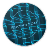 抽象芸術クールブルーネオンウェーブスバスルーム セラミックノブ (正面)