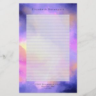 抽象芸術クール水彩宇宙宇宙デザインライニング 便箋