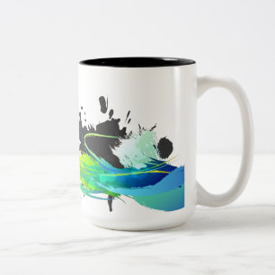 抽象芸術クール水絵を描(ばちゃばちゃ)跳ねる ツートーンマグカップ