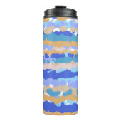 抽象芸術グはっきりしたラフィックブルーティール（緑がかった色）オレンジカラメル タンブラー (正面)