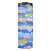 抽象芸術グはっきりしたラフィックブルーティール（緑がかった色）オレンジカラメル タンブラー (裏面)