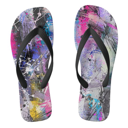 抽象芸術グカラフルロ絵を描ン ビーチサンダル (フットベッド)