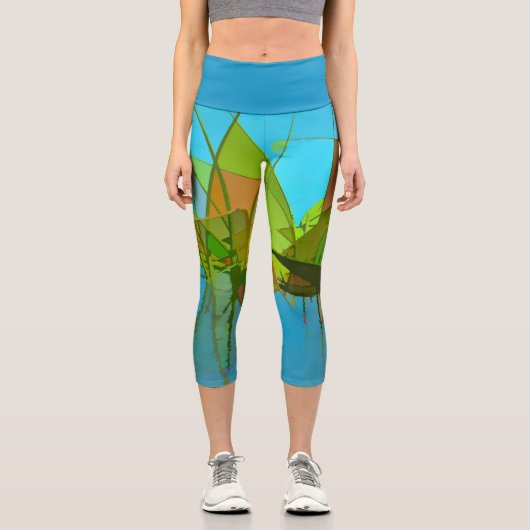 抽象芸術グラスターコイズカプリレギンス カプリレギンス (正面)