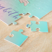 抽象芸術グラデーションカラフルかわいいフラミンゴ ジグソーパズル (側面)