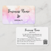 *~*抽象芸術グラデーションパステルピーチガーリーロゴQRコード 名刺 (正面/裏面)