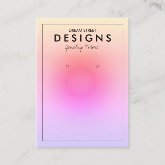 抽象芸術グラデーションピンクトレンディーイヤリングディスプレイカード 名刺 (正面)