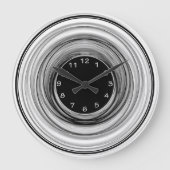 抽象芸術グラデーションモダン白黒らせん状 ラージ壁時計 (正面)