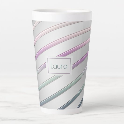 抽象芸術グラデーションラインズコーヒーマグ カフェラテマグ (正面)