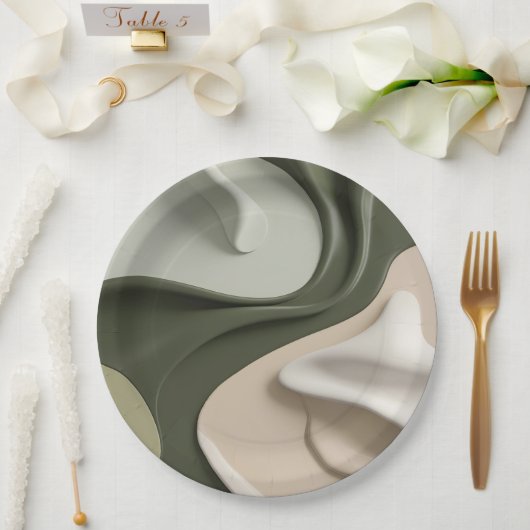 抽象芸術グラフィックのラウンド紙スタイリッシュプレート ペーパープレート (ウェディング)