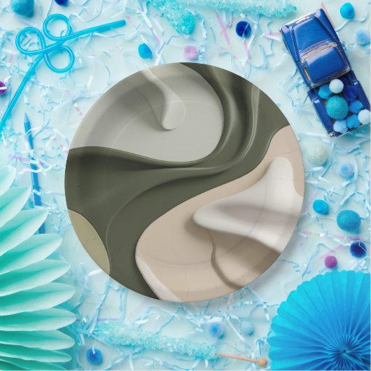 抽象芸術グラフィックのラウンド紙スタイリッシュプレート ペーパープレート (パーティー)