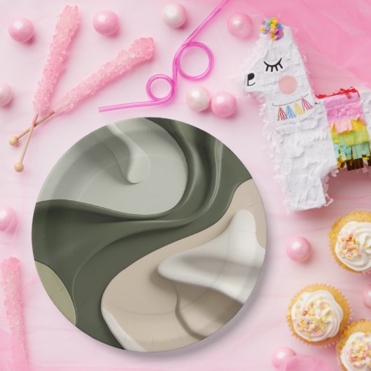 抽象芸術グラフィックのラウンド紙スタイリッシュプレート ペーパープレート (パーティー)