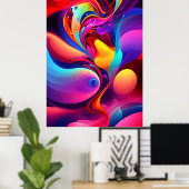 抽象芸術グラフィティメロディモダンーアートフュージョンプリント ポスター (ホームオフィス)