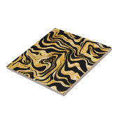 抽象芸術グラムエレガントクラッシーブラック&金ゴールド タイル (側面)