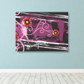 抽象芸術グランジフローラ キャンバスプリント (インサイチュ (ウッドフロア))