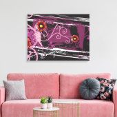 抽象芸術グランジフローラ キャンバスプリント (インサイチュ (リビング))