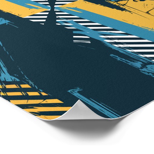 抽象芸術グランジ幾何学的アートワーク ポスター (角)