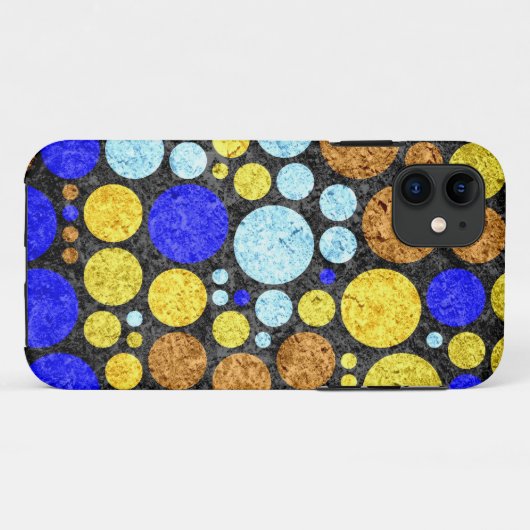 抽象芸術グランジ水玉模様 |イエローブルーアクア Case-Mate iPhoneケース (裏面(横))