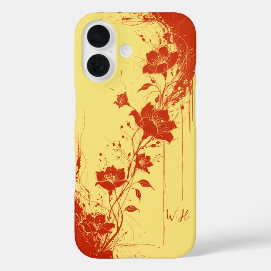 抽象芸術グランジ花オレンジイエローモノグラム Case-Mate iPhoneケース (裏面)