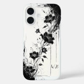 抽象芸術グランジ花白黒モノグラム Case-Mate iPhoneケース (裏面)